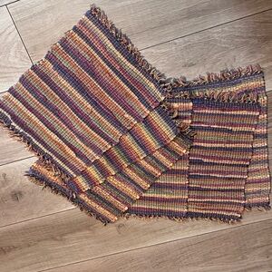 Set of 6 Multicolor Striped Woven Place Mats